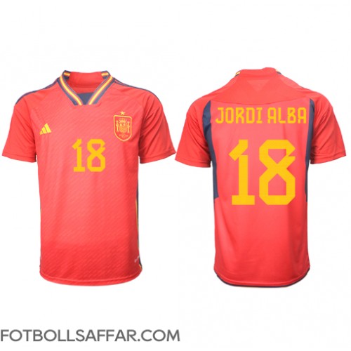 Spanien Jordi Alba #18 Hemmatröja VM 2022 Kortärmad